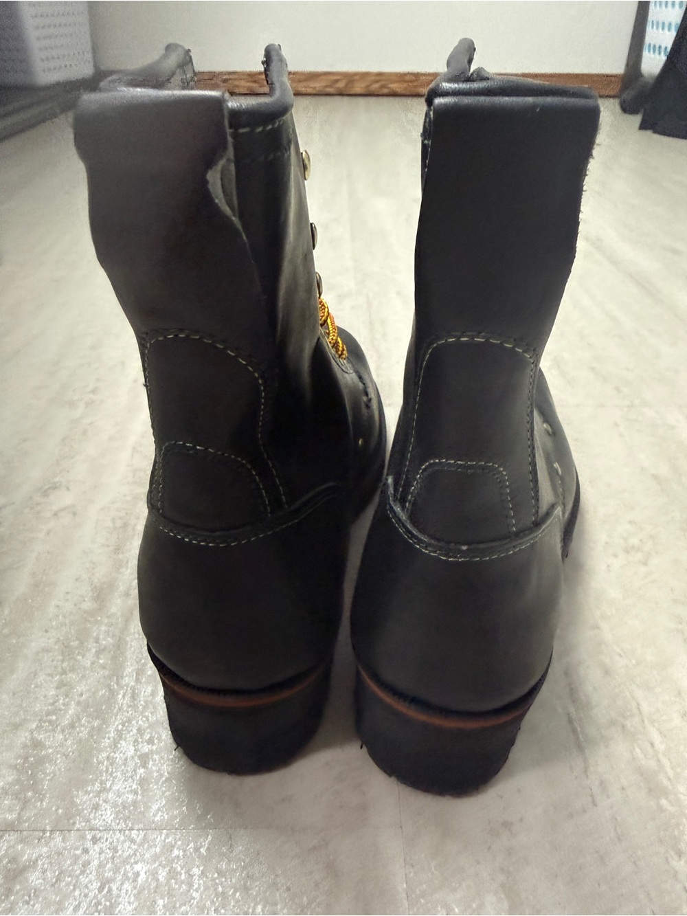 Vintage Iron Age Mountain Steel Toe Black leather logger boots Michael Myers New - Picture 4 of 9